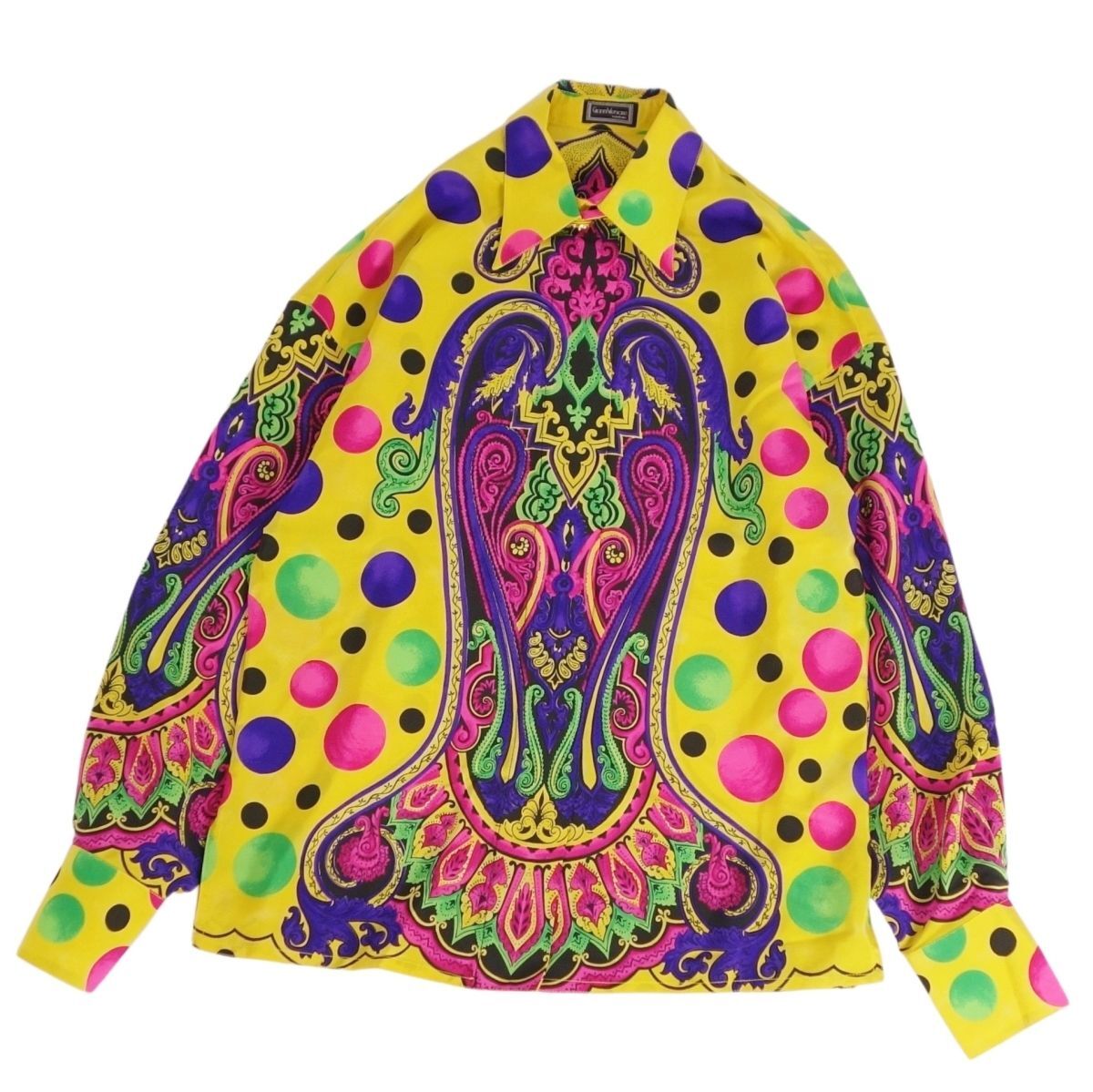 極美品 Vintage ジャンニヴェルサーチ GIANNI VERSACE COUTURE シャツ ブラウス 長袖 総柄 シルク トップス 38(S) ce07om-rm10f13464拍卖