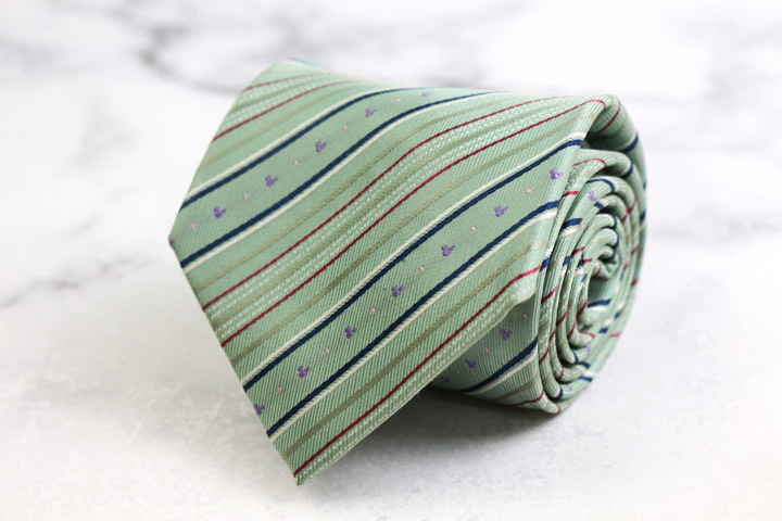 ディズニー ブランド ネクタイ ミッキー ストライプ柄 ドット 小紋柄 キャラクター柄 PO メンズ グリーン Disney拍卖