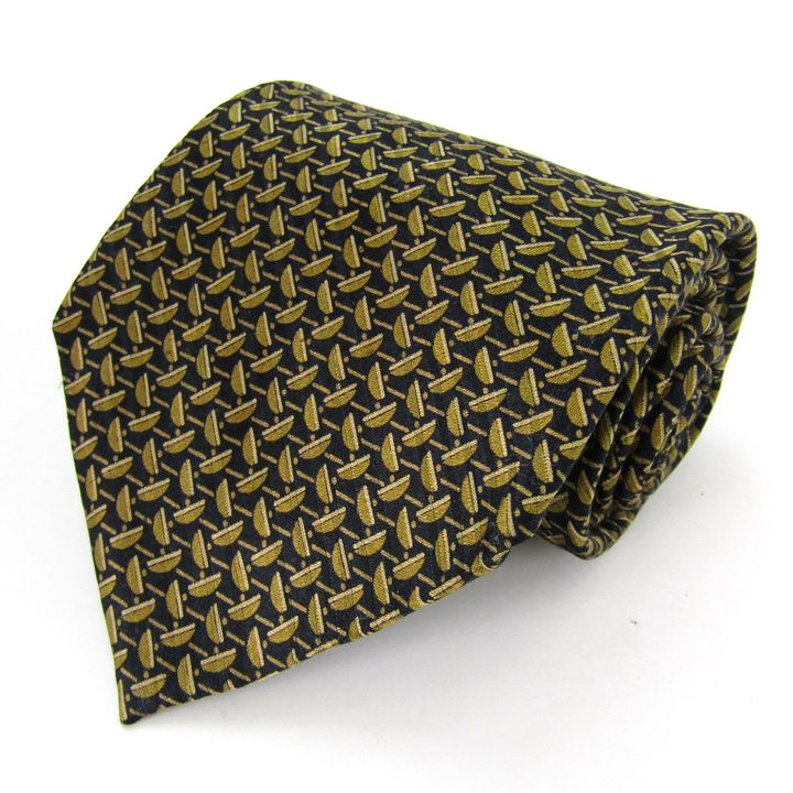 ダナキャラン ブランド ネクタイ 格子柄 パネル柄 シルク コスタリア製 PO メンズ ネイビー Donna Karan拍卖