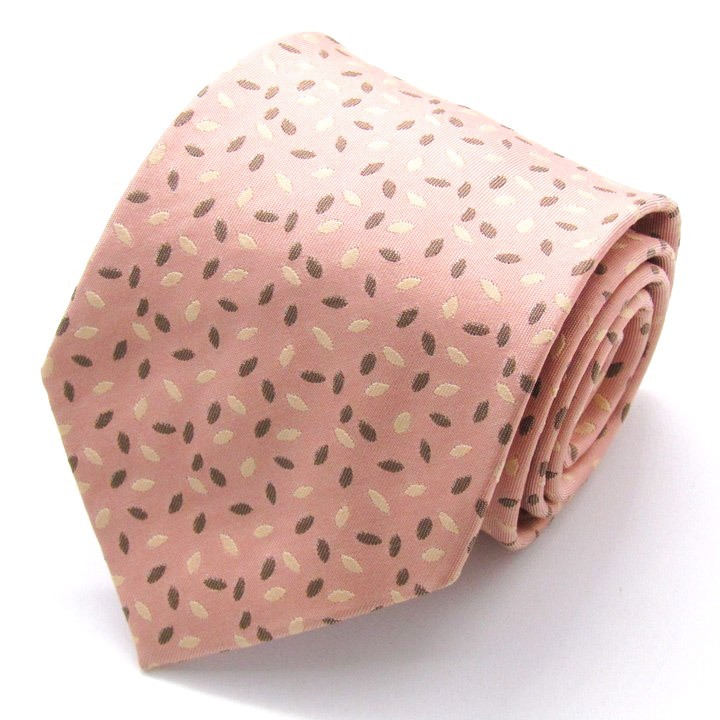 ニナリッチ ブランド ネクタイ 総柄 ドット リーフ柄 シルク PO メンズ ピンク NINA RICCI拍卖