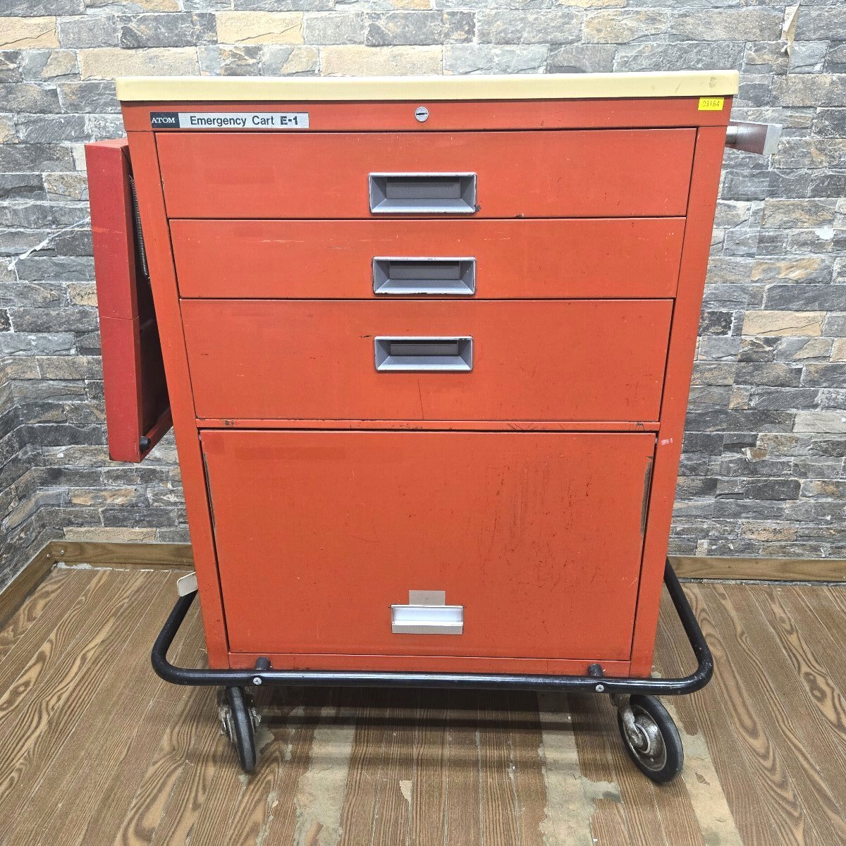 ★☆5V035 アトム キャスター付ワゴン E1 W835×D515×H955 移動式テーブル 移動式ワゴン ラック カート 収納 業務用 レッド☆★拍卖