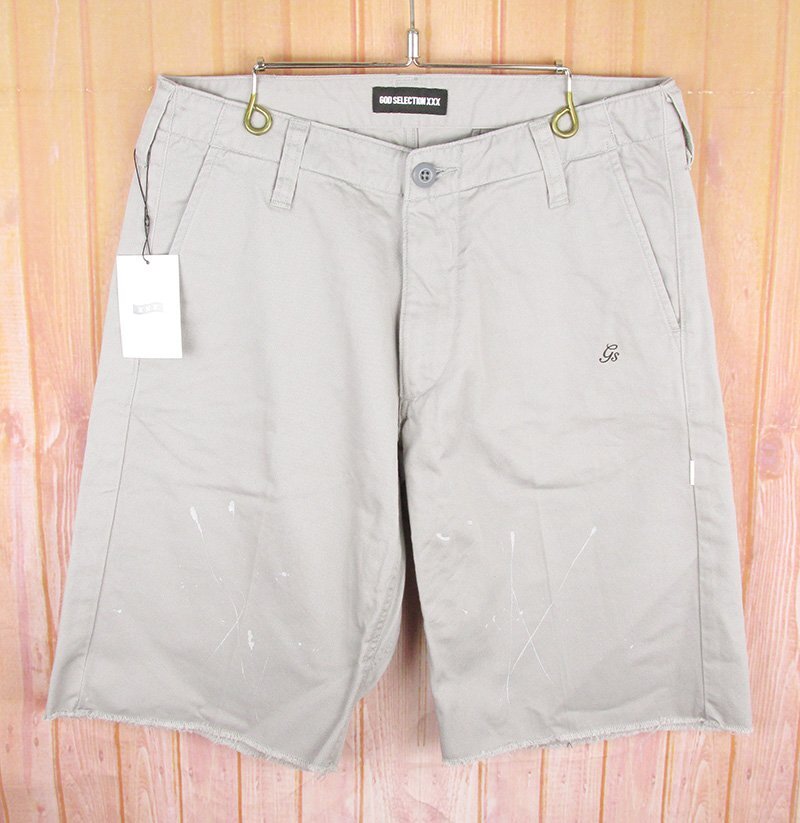LSP21646 GOD SELECTION XXX ゴッドセレクショントリプルエックス paint half pants ショートパンツ ペイント加工 グレー M 未使用拍卖