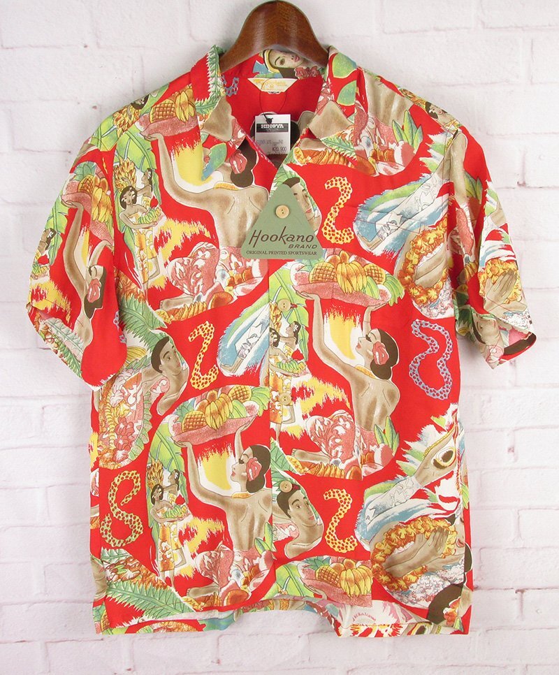 LSH4762 東洋 SUNSURF サンサーフ スペシャルエディション Hookano アロハシャツ MACINTOSH MENU SS38676 レッド M 未使用拍卖