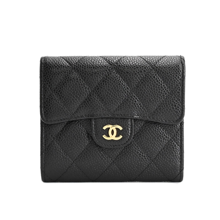 シャネル クラシックスモールフラップウォレット ミディアムウォレット AP0231 ブラック レディース 中古AB品拍卖