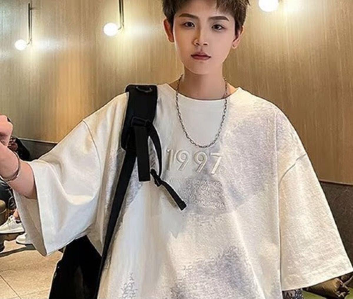 新品未使用ストリート1997ロゴT Tシャツヴィンテージ風ワイドシルエットホワイト ホワイト拍卖