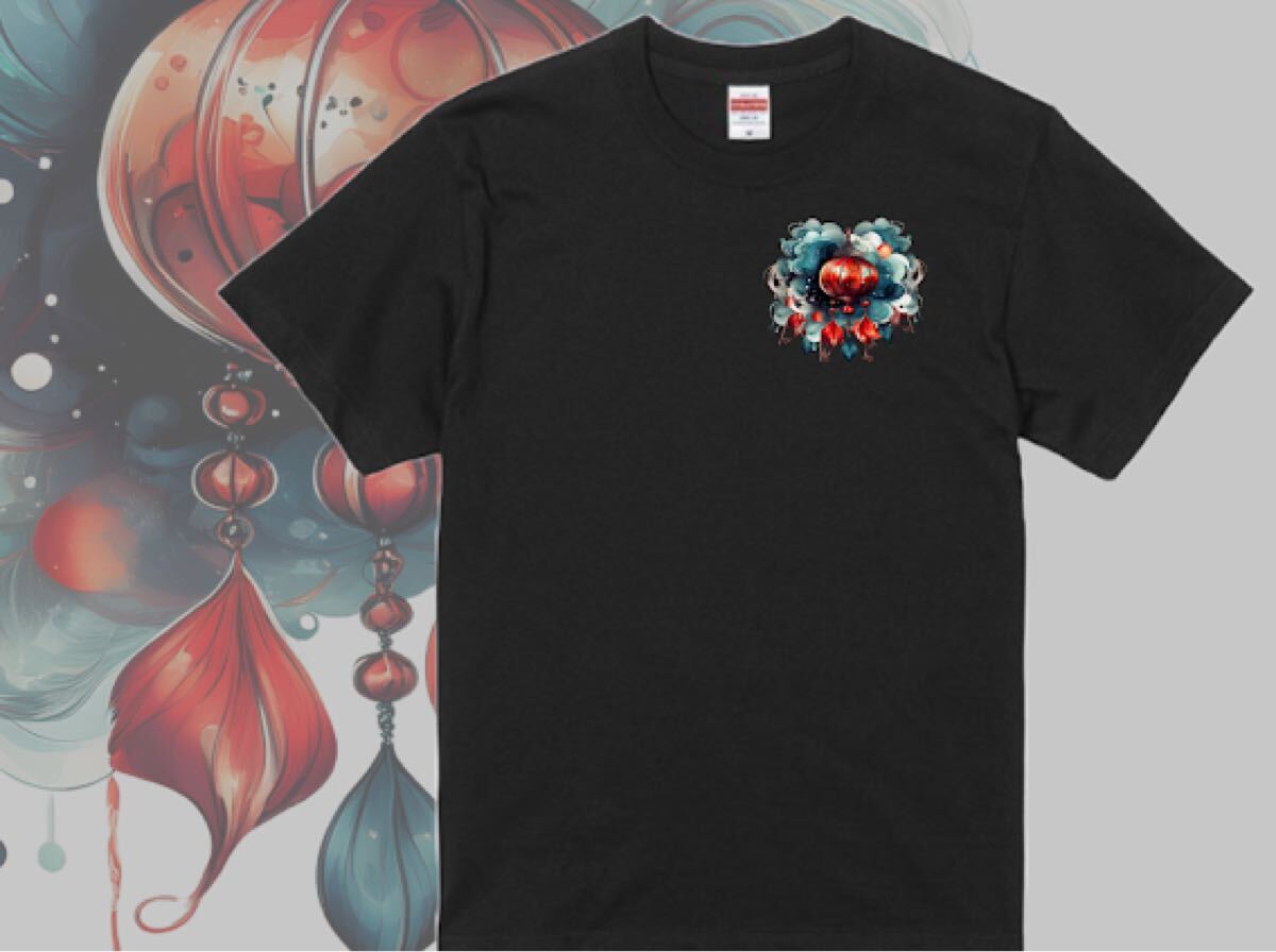 新品未使用ハイクオリティー Tシャツ 風鈴 艶やか 華やか Tシャツ 黒 半袖拍卖