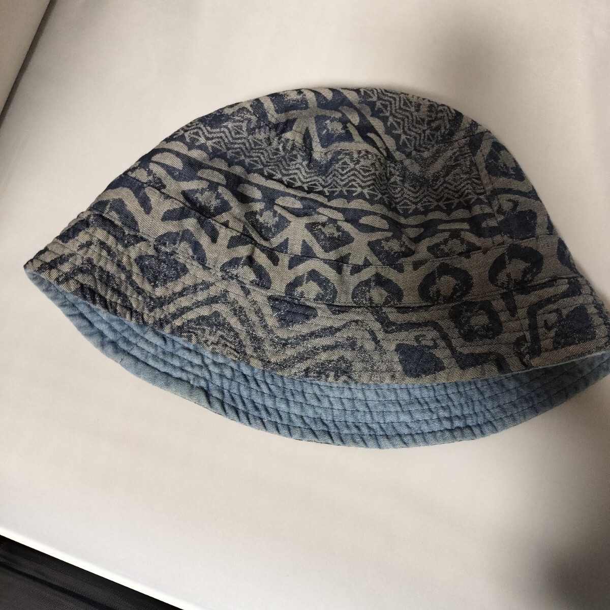 アメリカンイーグル リバーシブル バケットハット バケハ インディゴ タイダイ American Eagle 柄物 総柄 シャンブレー ハット デニム 青拍卖