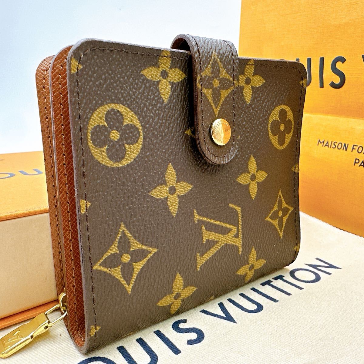 5226【未使用保管品】LOUIS VUITTON ルイヴィトン モノグラム コンパクトジップ ラウンドファスナー 二つ折財布 ウォレット M61667/CA0949拍卖