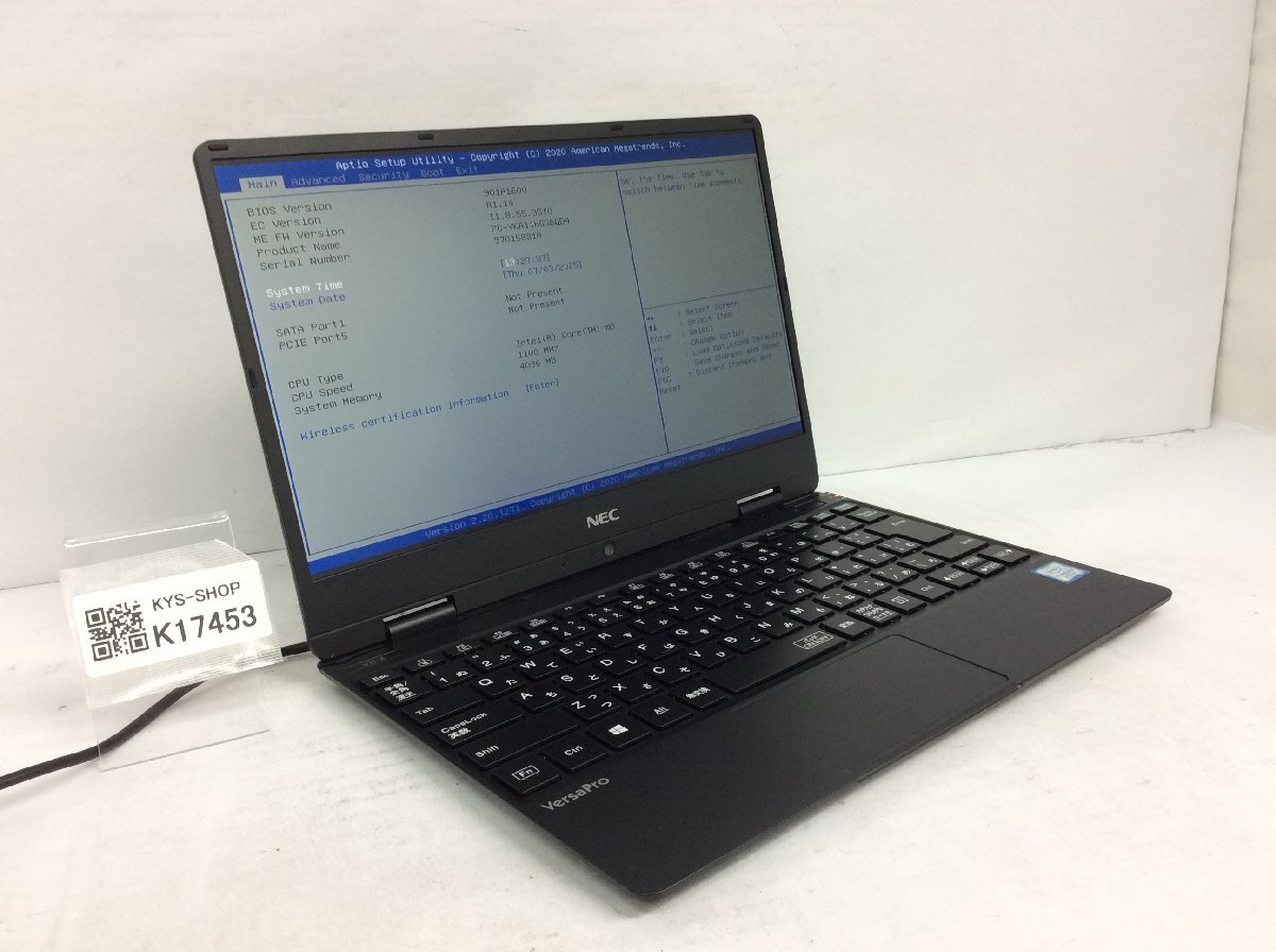 ジャンク/ NEC PC-VKA11HGG6QD4 Intel Core m3-8100Y メモリ4.1GB ストレージ無し 【K17453】拍卖