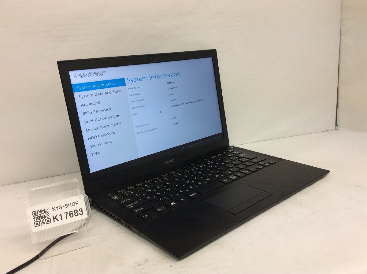 ジャンク/ VAIO VJPB11 Intel Core i5-6200U メモリ8.19GB ストレージ無し 【K17683】拍卖