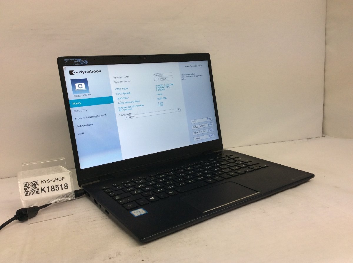 ジャンク/ TOSHIBA dynabook G83/M PG83MTCCGL7A321 Intel Core i5-8250U メモリ8.19GB ストレージ無し 【K18518】拍卖