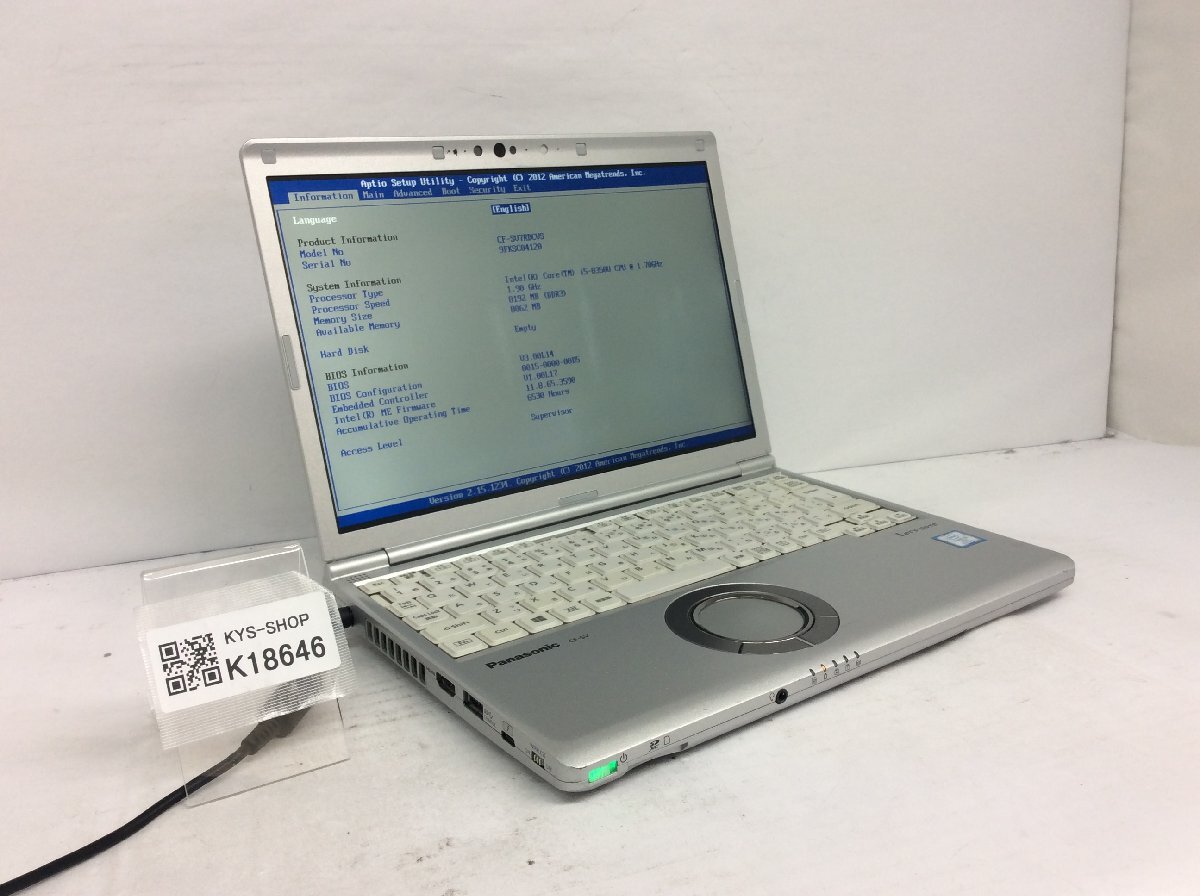 ジャンク/ Panasonic CF-SV7RDCVS Intel Core i5-8350U メモリ8.19GB ストレージ無し 【K18646】拍卖