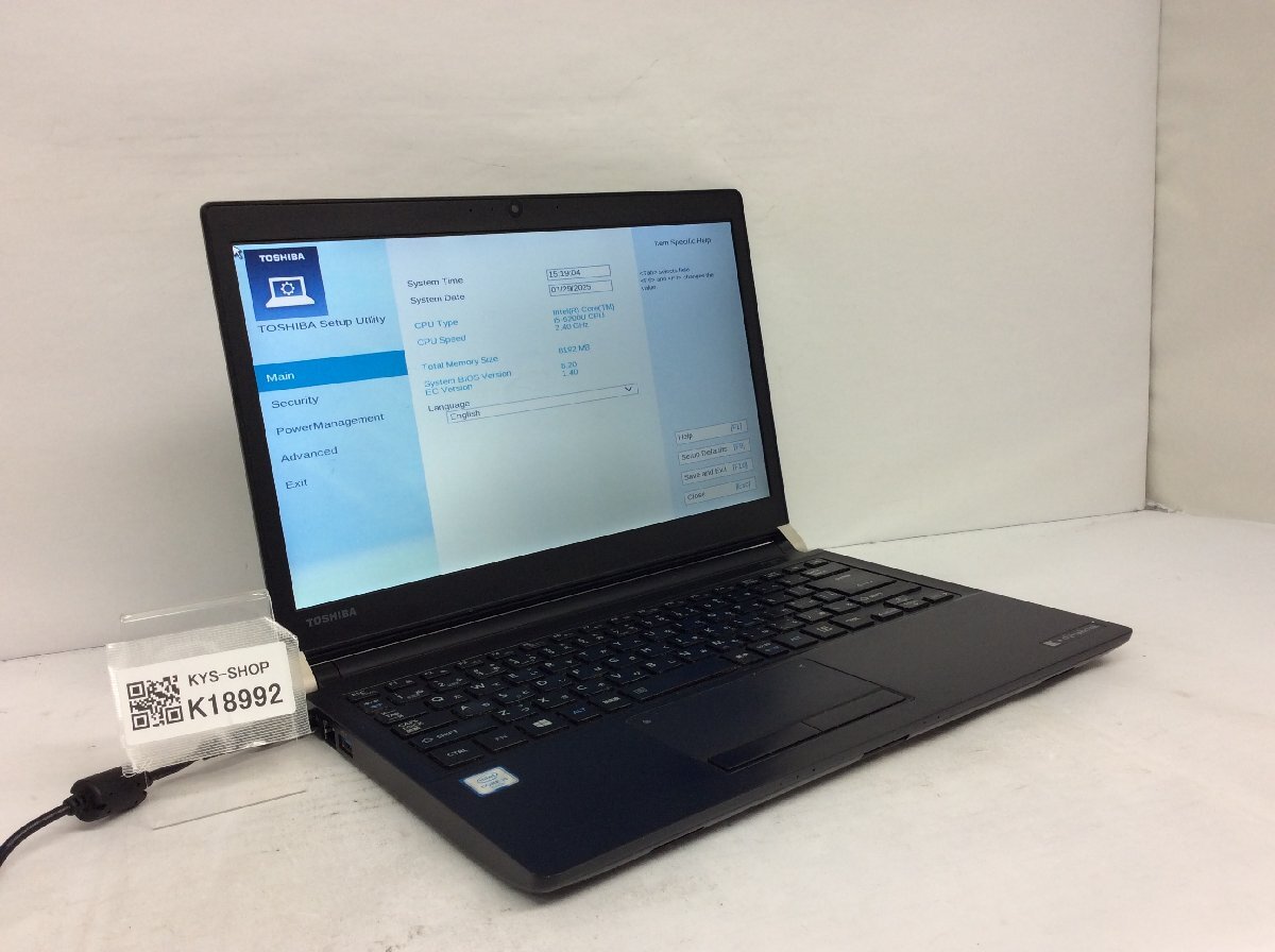 ジャンク/ TOSHIBA dynabook R73/F PR73FEJ43L7AD21 Intel Core i5-6200U メモリ8.19GB ストレージ無し 【K18992】拍卖