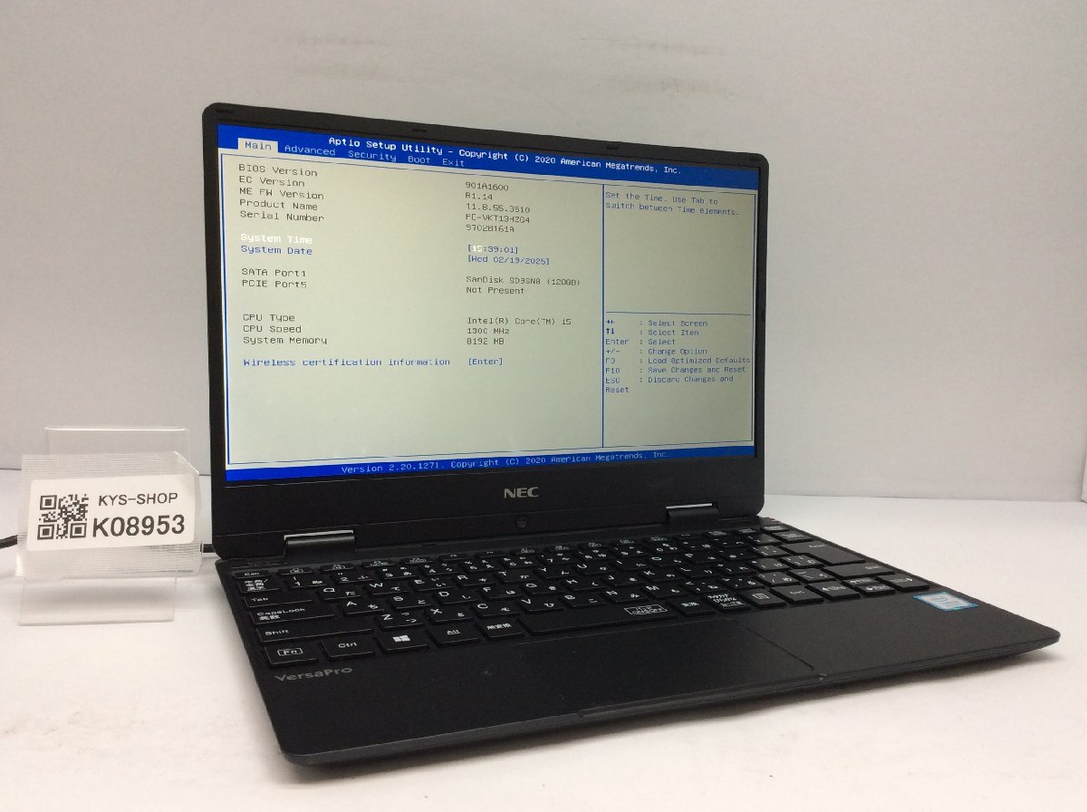 ジャンク/ NEC PC-VKT13HZG4 Intel Core i5-8200Y メモリ8 GB SATA/SSD128 GB 【K08953】拍卖
