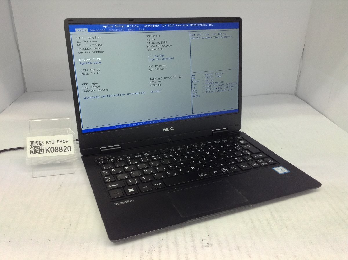 ジャンク/ NEC PC-VKT12HGX6UD1 Intel Core i5-7Y54 メモリ4.1GB ストレージ無し 【K08820】拍卖