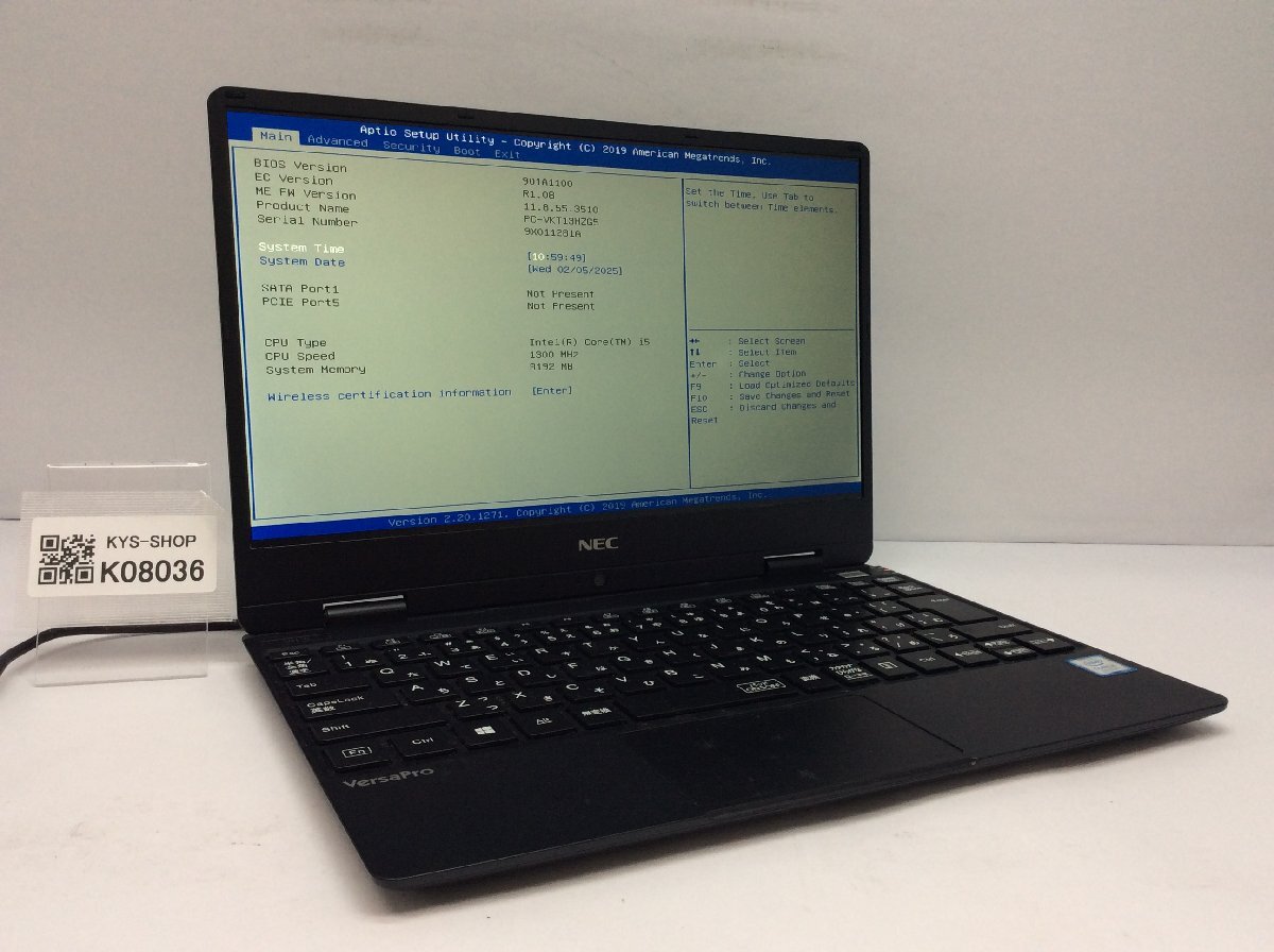 ジャンク/ NEC PC-VKT13HZG5 Intel Core i5-8200Y メモリ8.19GB ストレージ無し 【K08036】拍卖