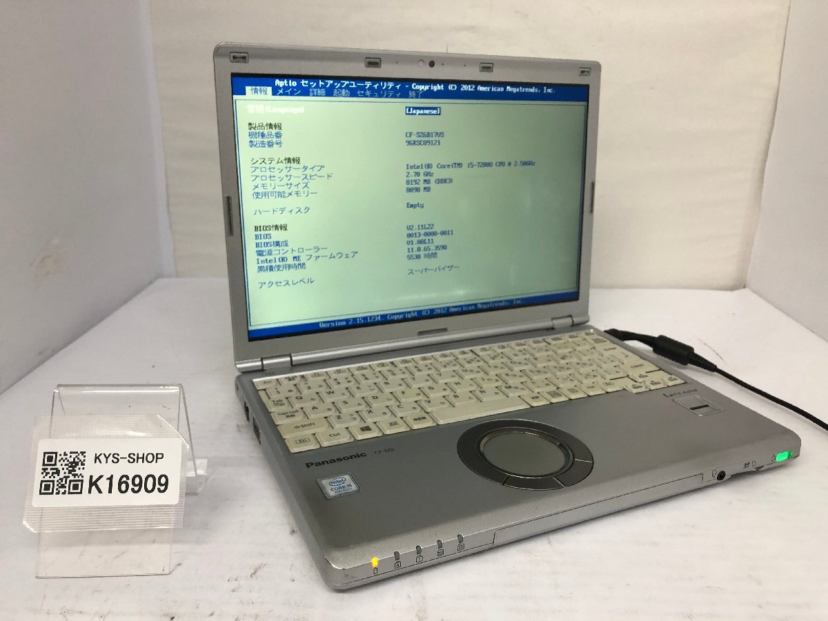 ジャンク/ Panasonic CF-SZ6B17VS Intel Core i5-7200U メモリ8.19GB ストレージ無し 【K16909】拍卖