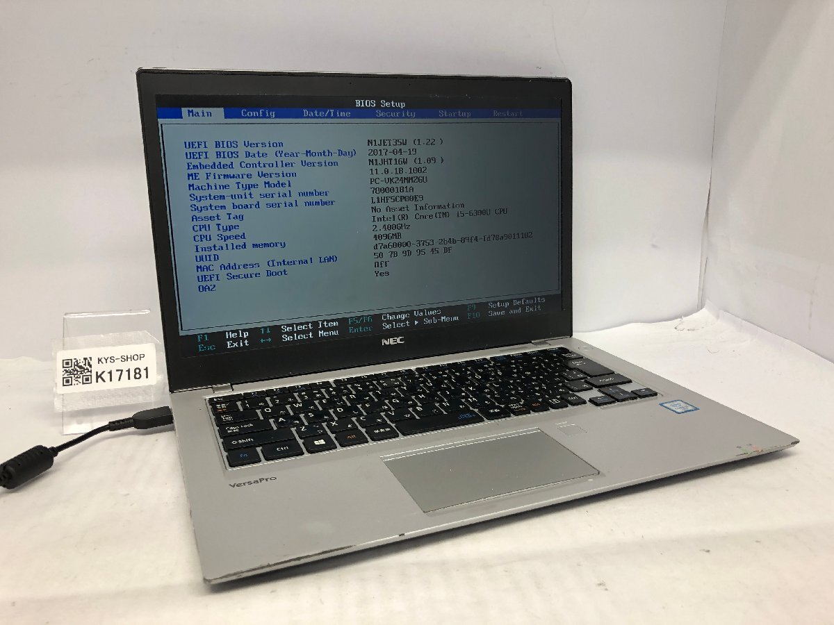 ジャンク/ NEC PC-VK24MMZGU Intel Core i5-6300U メモリ4.1GB ストレージ無し 【K17181】拍卖