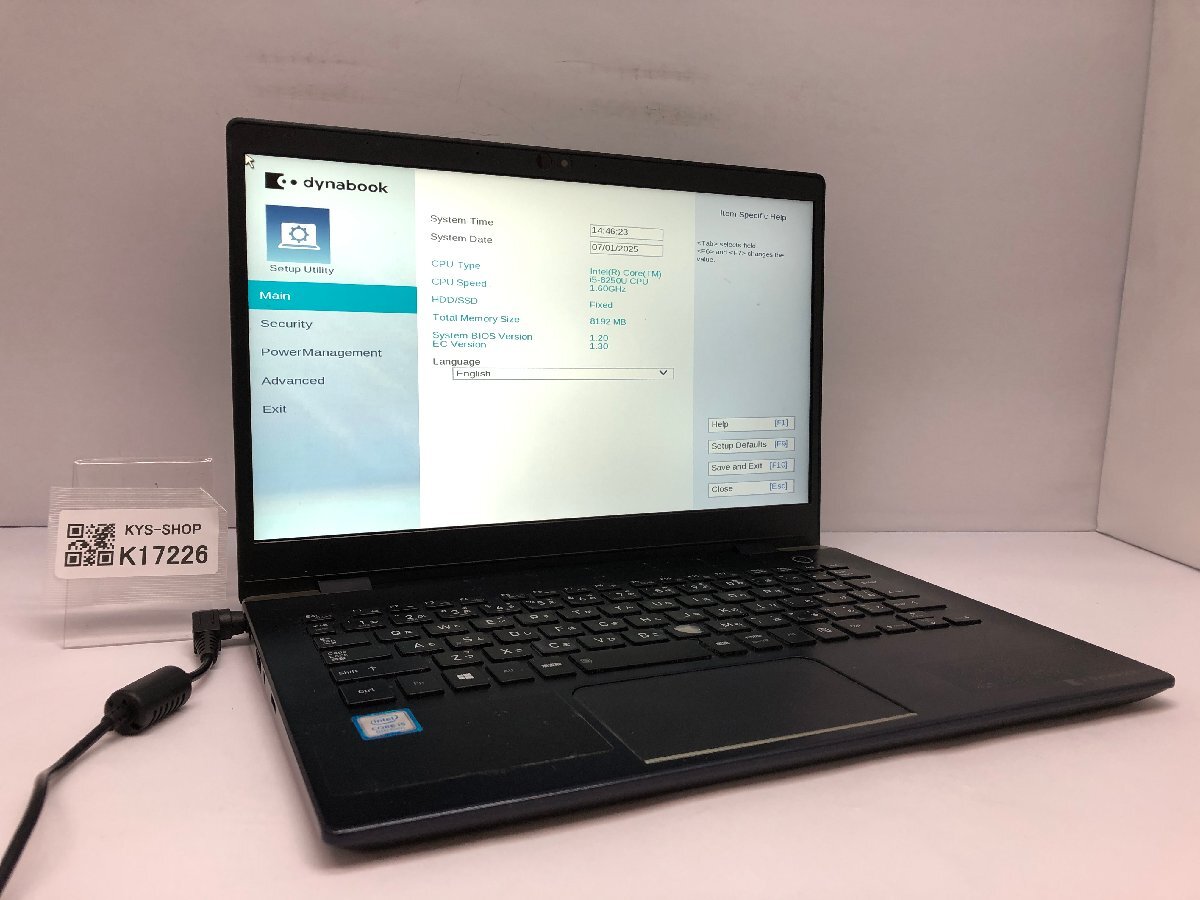 ジャンク/ TOSHIBA dynabook G83/M PG83MTCCGL7A321 Intel Core i5-8250U メモリ8.19GB ストレージ無し 【K17226】拍卖
