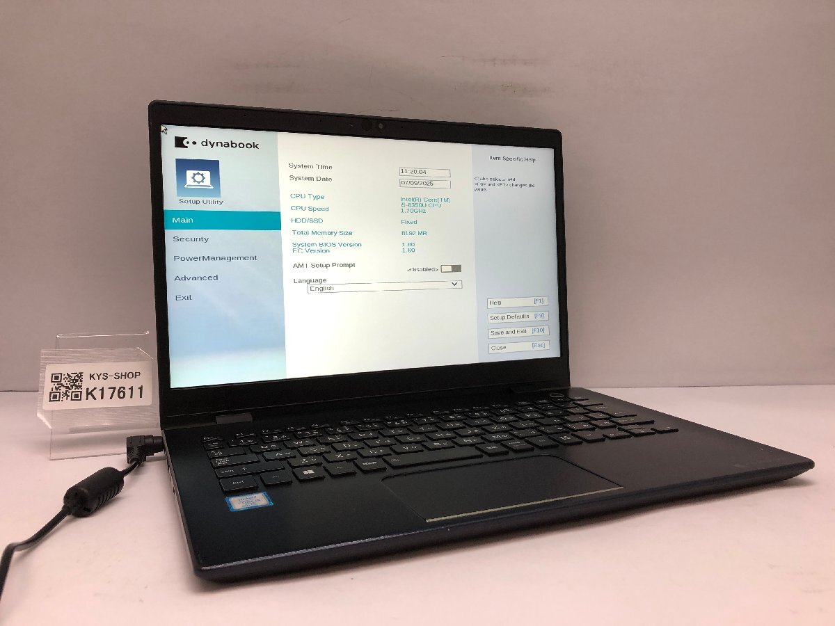 ジャンク/ TOSHIBA dynabook G83/M PG83MMJ4GL7AD21 Intel Core i5-8350U メモリ8.19GB ストレージ無し 【K17611】拍卖