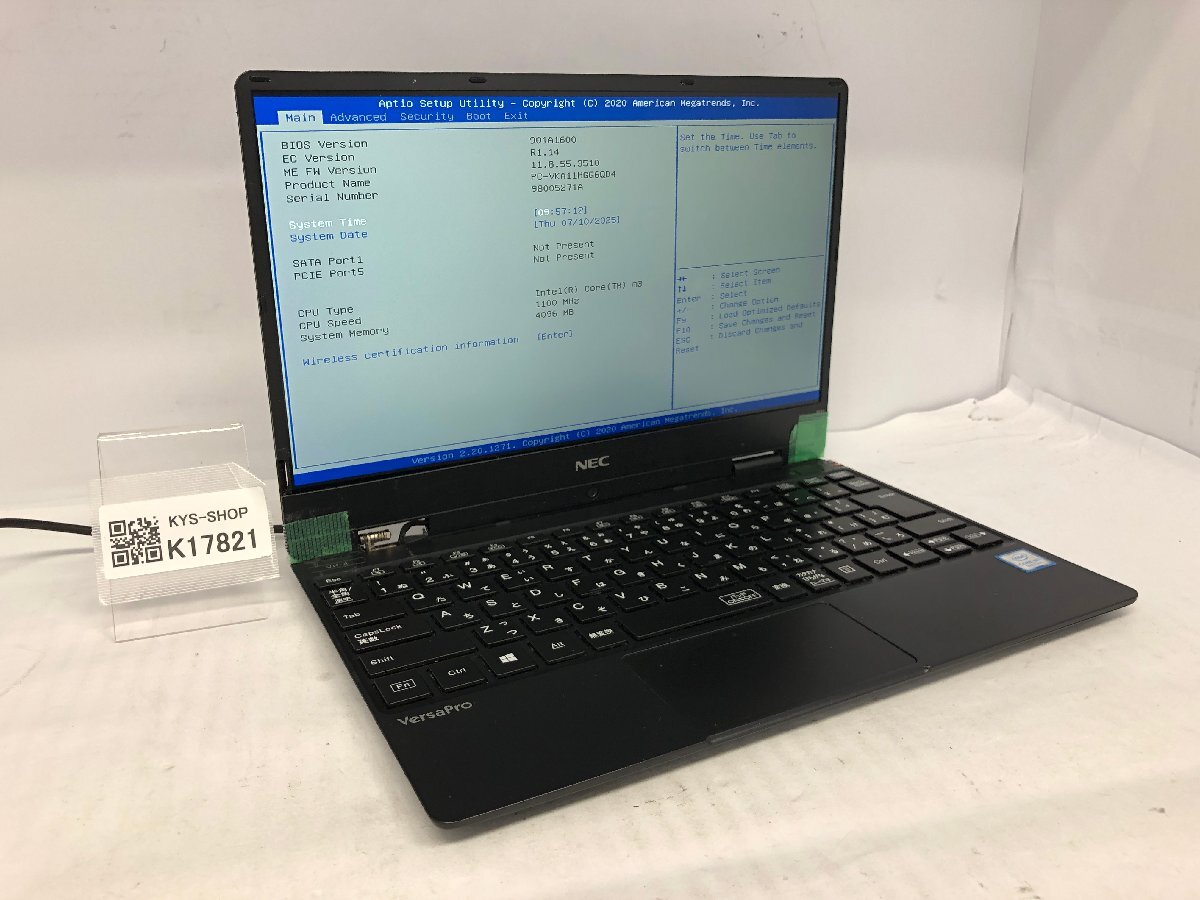 ジャンク/ NEC PC-VKA11HGG6QD4 Intel Core m3-8100Y メモリ4.1GB ストレージ無し 【K17821】拍卖