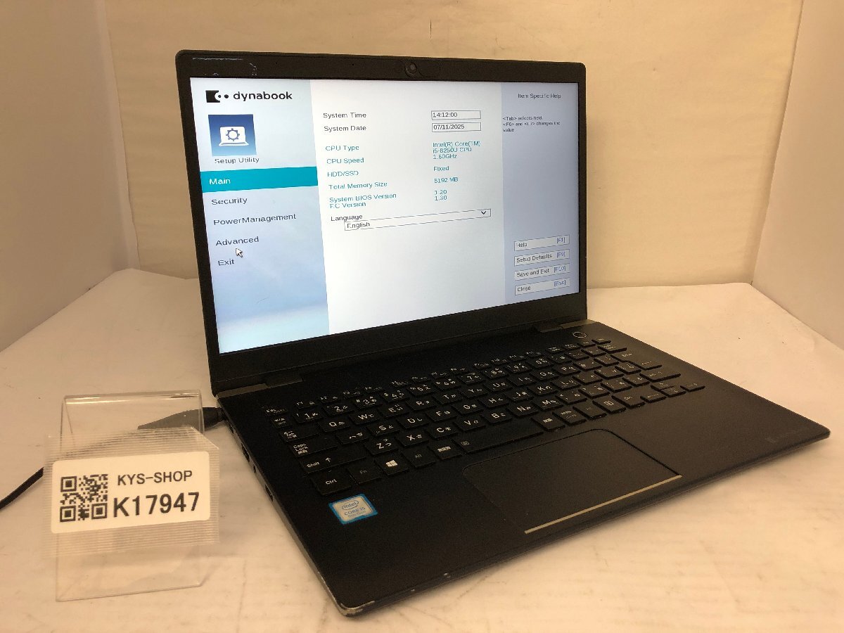 ジャンク/ TOSHIBA dynabook G83/M PG83MTCCGL7A321 Intel Core i5-8250U メモリ8.19GB ストレージ無し 【K17947】拍卖