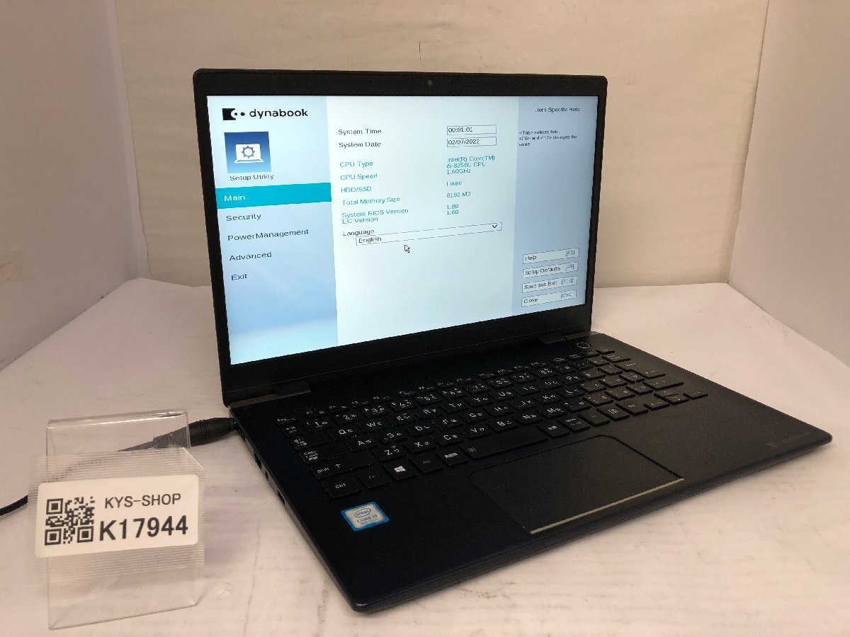ジャンク/ TOSHIBA dynabook G83/M PG83MTCCGL7A321 Intel Core i5-8250U メモリ8.19GB ストレージ無し 【K17944】拍卖
