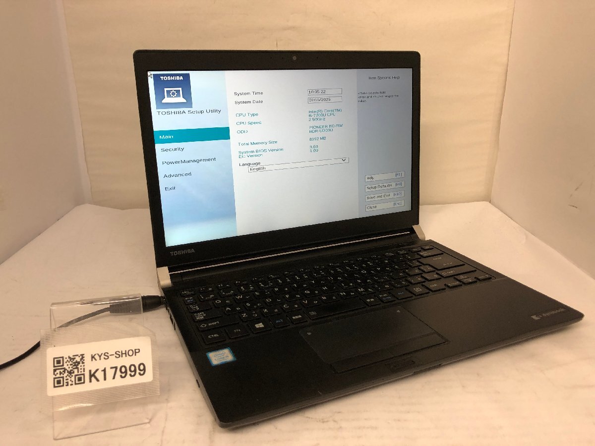 ジャンク/ TOSHIBA dynabook RX73/CBP PRX73CBPBJA Intel Core i5-7200U メモリ8.19GB ストレージ無し 【K17999】拍卖