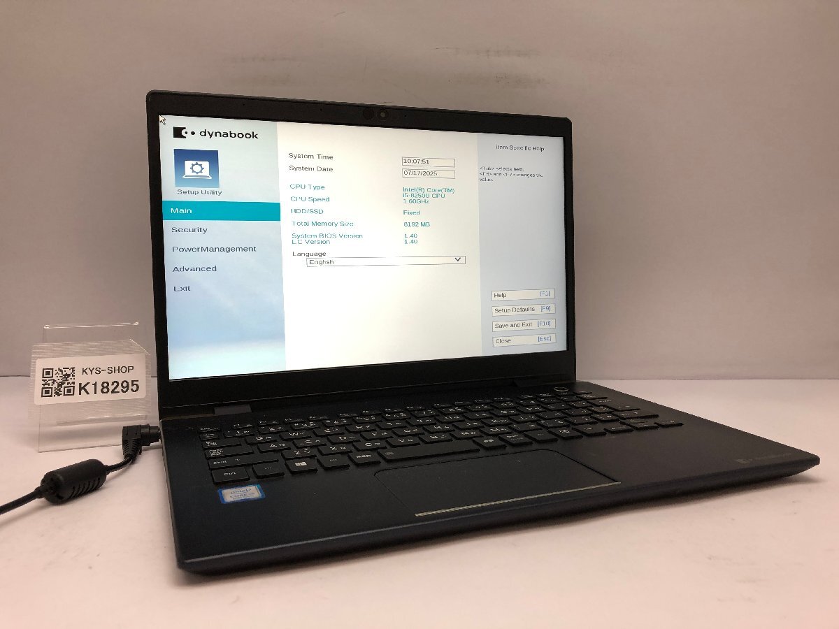 ジャンク/ TOSHIBA dynabook G83/DN PG8DNTCCGL7F31 Intel Core i5-8250U メモリ8.19GB ストレージ無し 【K18295】拍卖