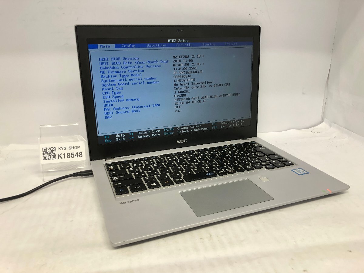 ジャンク/ NEC PC-VKT16BEGN3J4 Intel Core i5-8250U メモリ8.19GB ストレージ無し 【K18548】拍卖