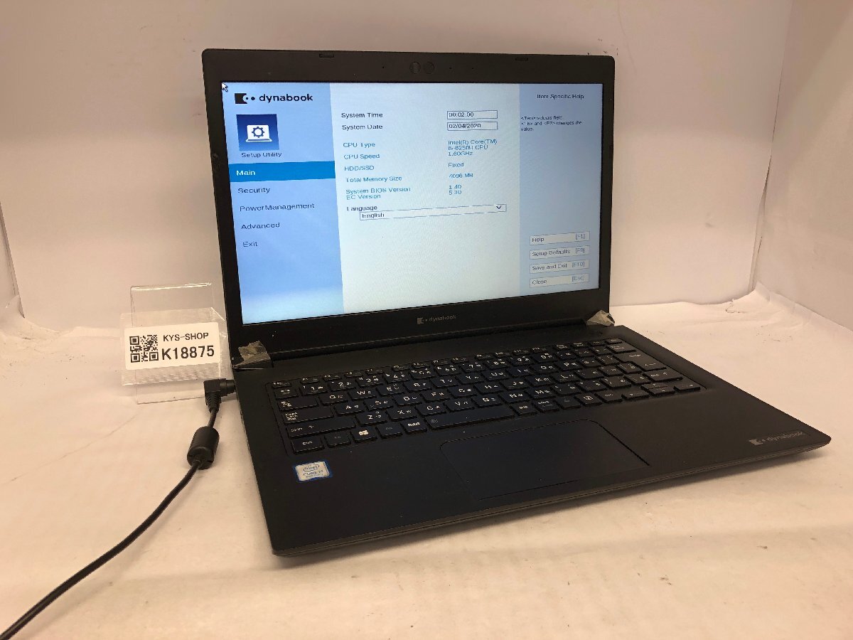ジャンク/ TOSHIBA dynabook S73/DP A6S3DPF21111 Intel Core i5-8250U メモリ4.1GB ストレージ無し 【K18875】拍卖