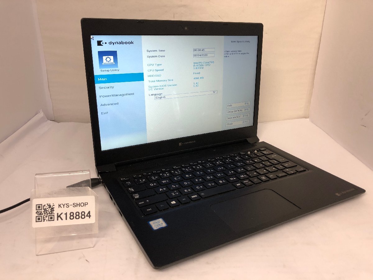 ジャンク/ TOSHIBA dynabook S73/DP Intel Core i5-8250U メモリ4.1GB ストレージ無し 【K18884】拍卖