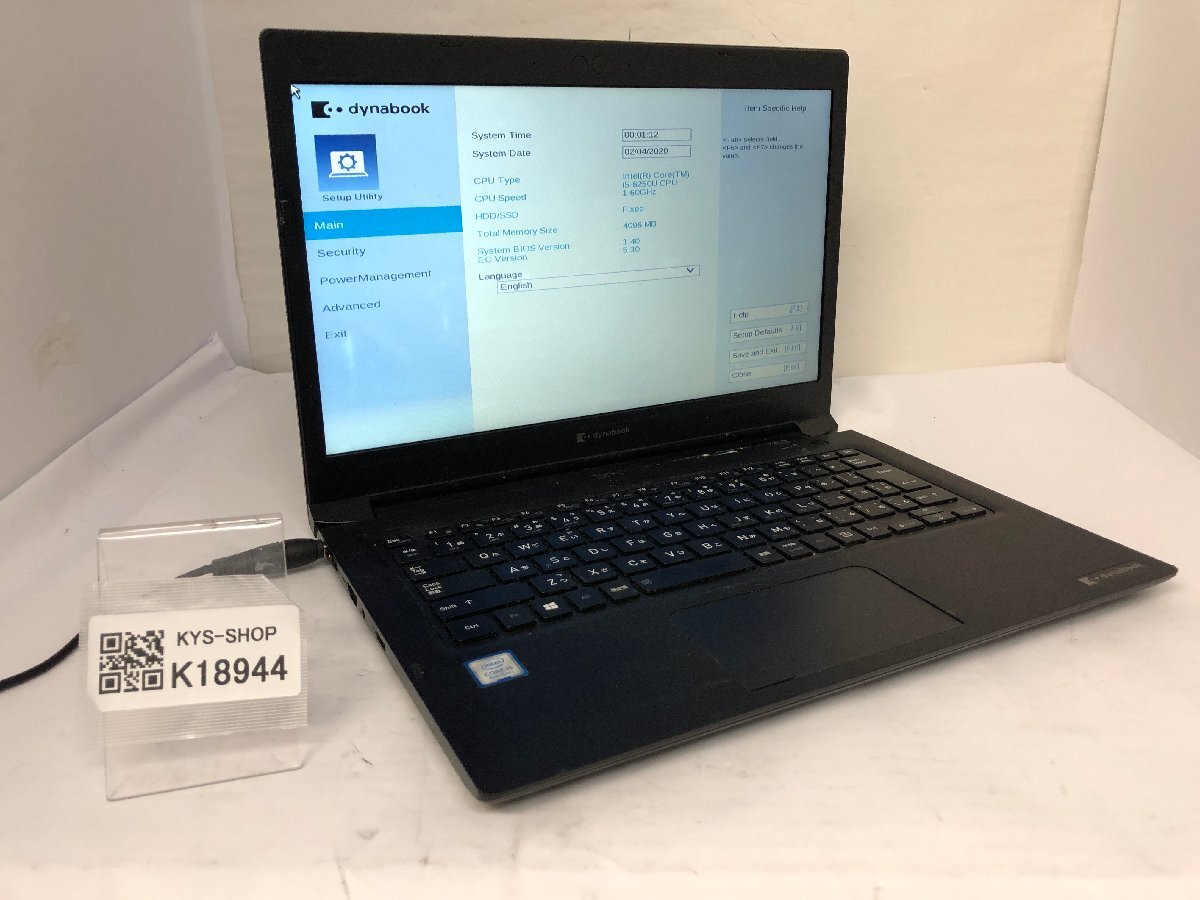 ジャンク/ TOSHIBA dynabook S73/DP Intel Core i5-8250U メモリ4.1GB ストレージ無し 【K18944】拍卖