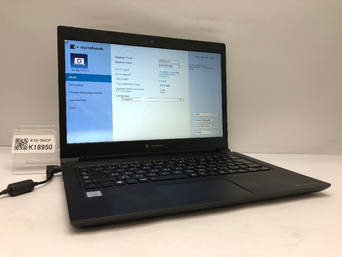 ジャンク/ TOSHIBA dynabook S73/DP Intel Core i5-8250U メモリ4.1GB ストレージ無し 【K18950】拍卖