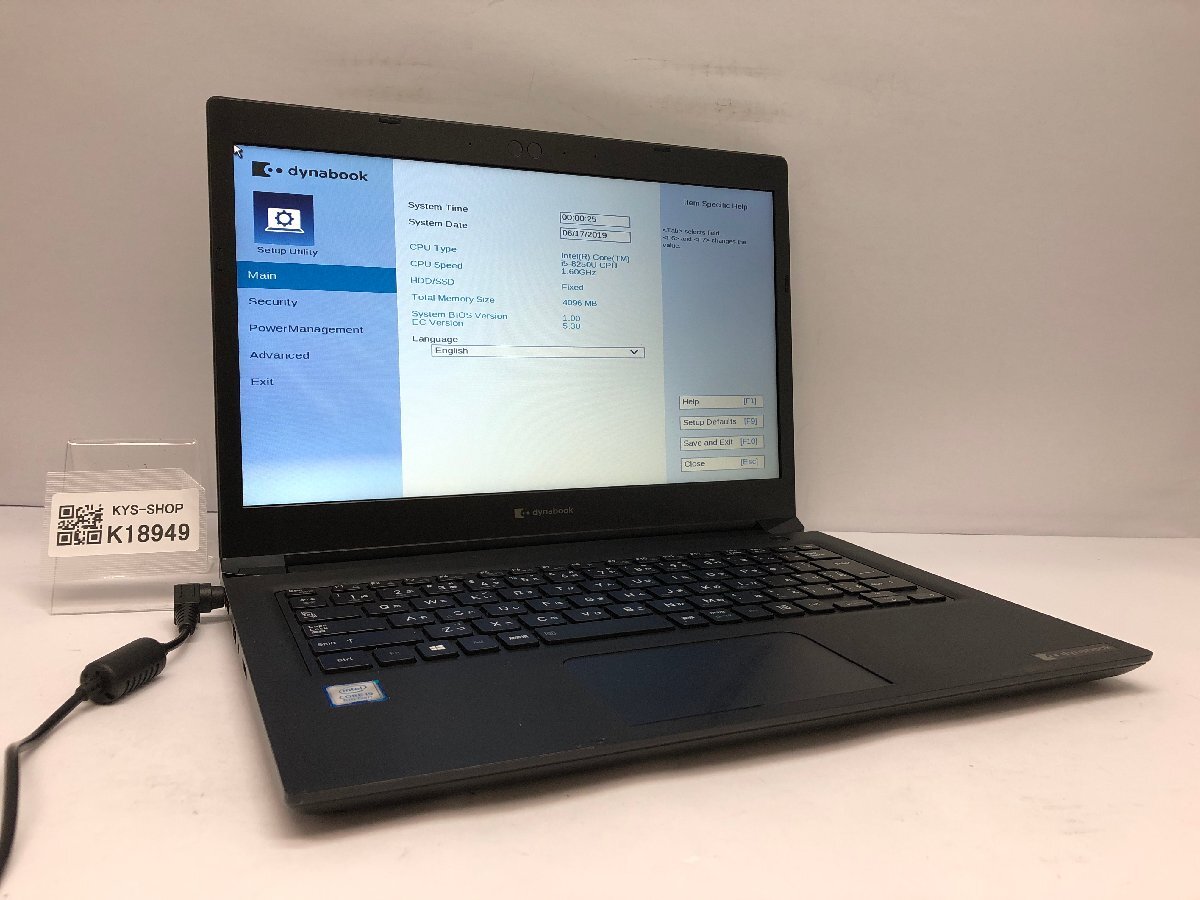 ジャンク/ TOSHIBA dynabook S73/DP Intel Core i5-8250U メモリ4.1GB ストレージ無し 【K18949】拍卖