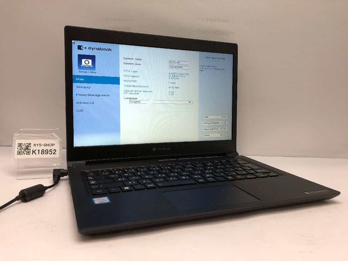 ジャンク/ TOSHIBA dynabook S73/DP Intel Core i5-8250U メモリ8.19GB ストレージ無し 【K18952】拍卖