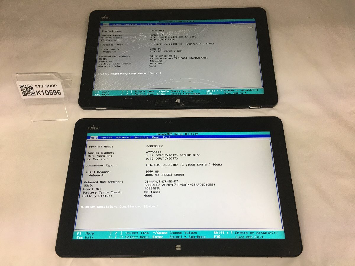 ジャンク2台セット/FUJITSU ARROWS Tab R727/P/Core i3 7100U 2.40GHz/128GB/4GB/12.5インチ/OS無し/第7世代/AC欠品拍卖