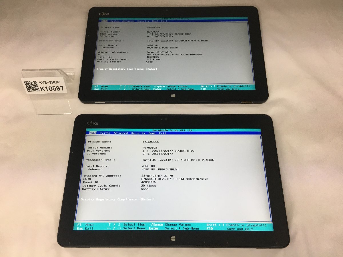 ジャンク2台セット/FUJITSU ARROWS Tab R727/P/Core i3 7100U 2.40GHz/128GB/4GB/12.5インチ/OS無し/第7世代/AC欠品拍卖