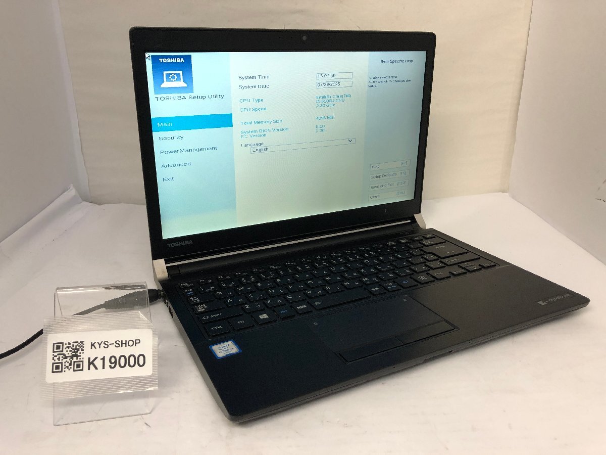 ジャンク/ TOSHIBA dynabook R73/D PR73DFAA347AD11 Intel Core i3-6100U メモリ4.1GB ストレージ無し 【K19000】拍卖