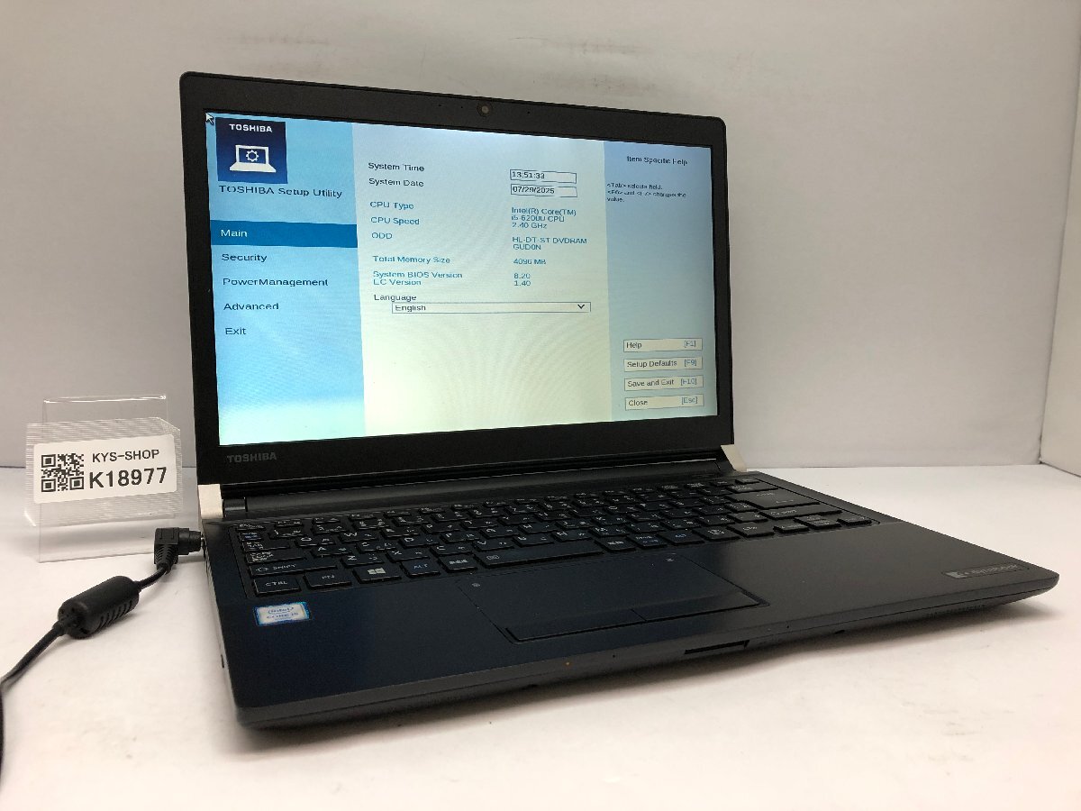 ジャンク/ TOSHIBA dynabook R73/F PR73FEA43N7AD21 Intel Core i5-6200U メモリ4.1GB ストレージ無し 【K18977】拍卖