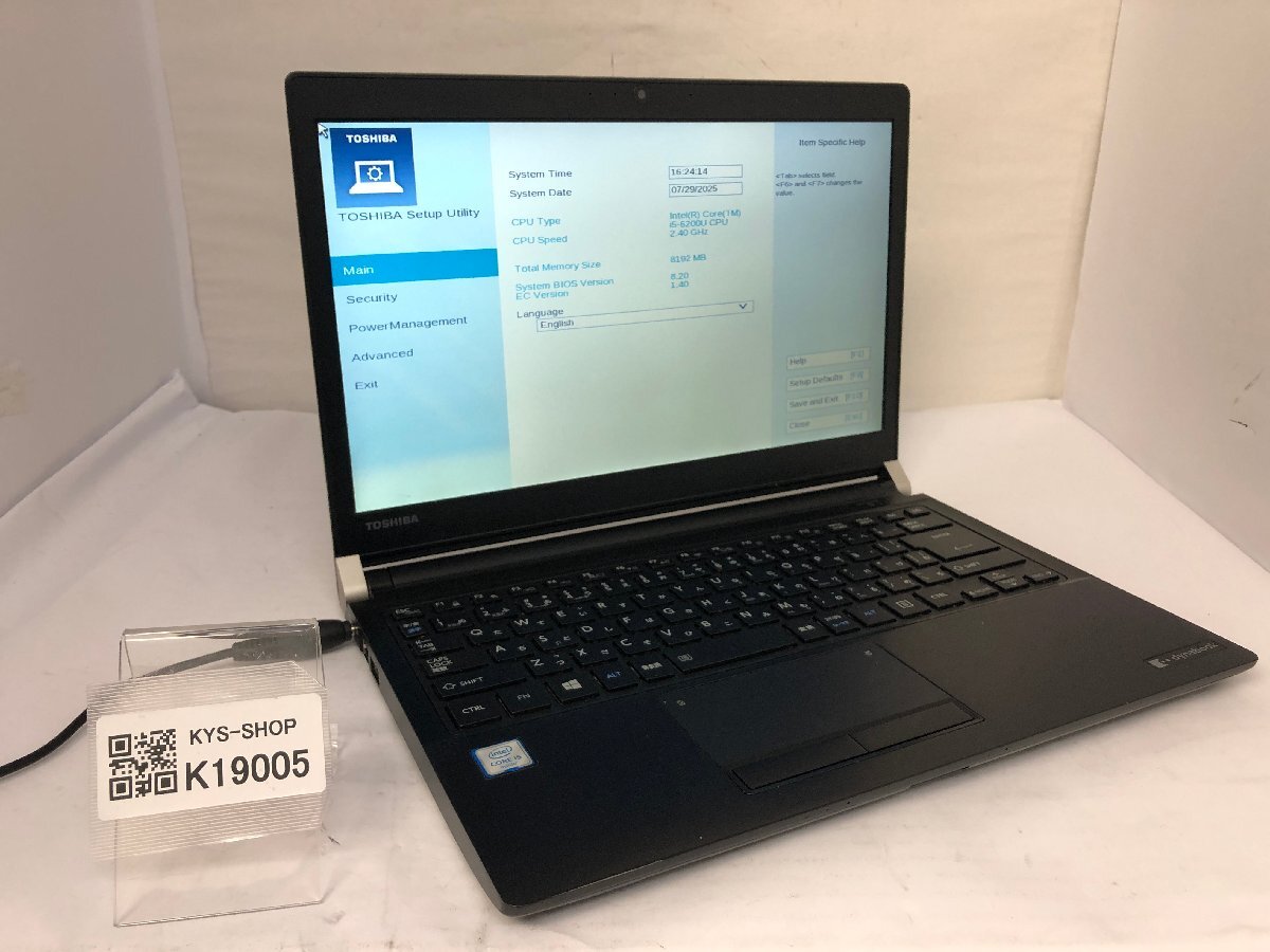 ジャンク/ TOSHIBA dynabook R73/D PR73DEJATL7AD21 Intel Core i5-6200U メモリ8.19GB ストレージ無し 【K19005】拍卖