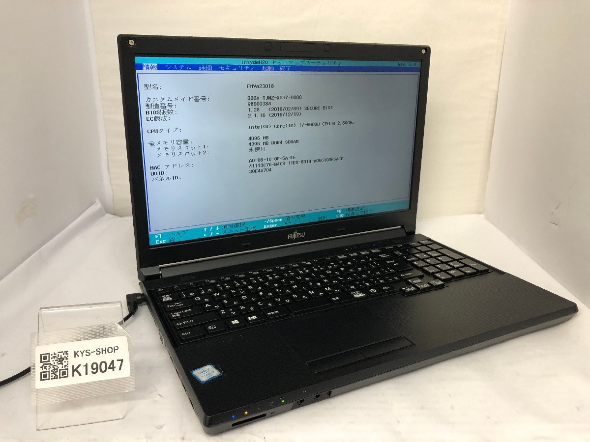 ジャンク/ FUJITSU FMVA23018 LIFEBOOK A746/S Intel Core i7-6600U メモリ4.1GB ストレージ無し 【K19047】拍卖