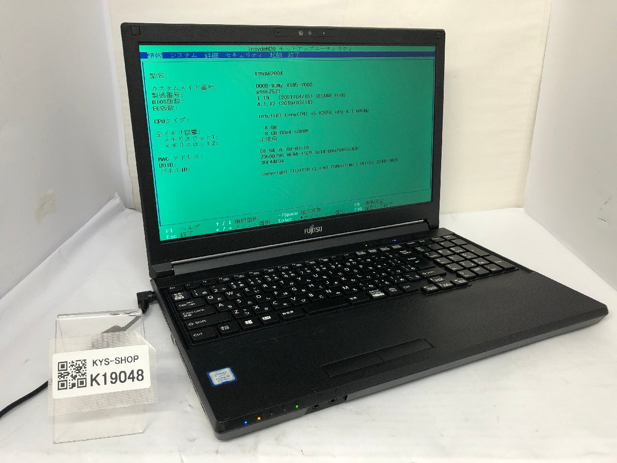 ジャンク/ FUJITSU FMVA62004 LIFEBOOK A579/A Intel Core i5-8265U メモリ8.19GB ストレージ無し 【K19048】拍卖
