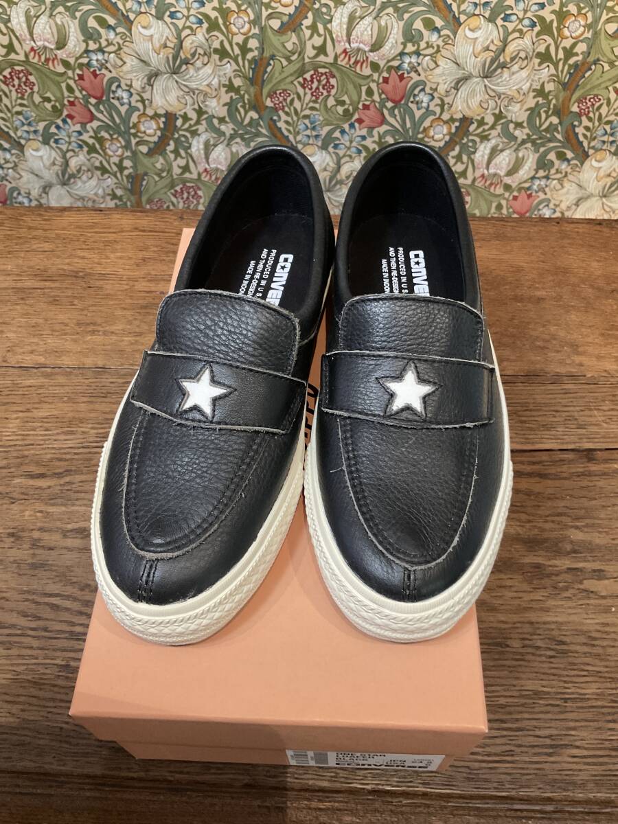 ◎CONVERSE addict ONE STAR LOAFER LEATHER USA6 24.5cm BLACK 拍卖