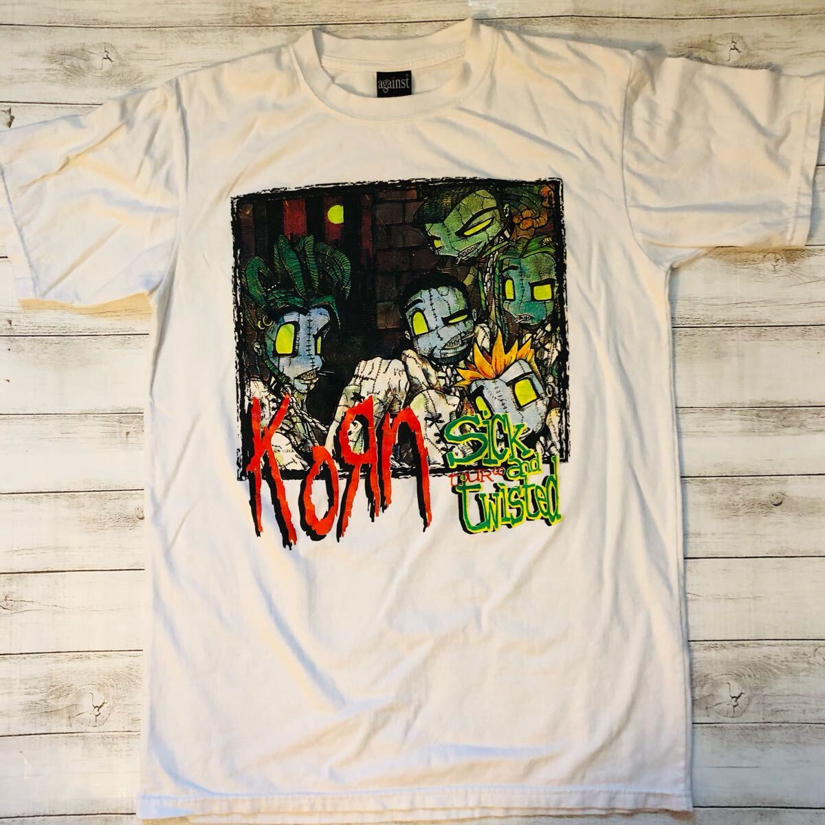 コーン KORN L バンドTシャツ ロックTシャツ ホワイト拍卖