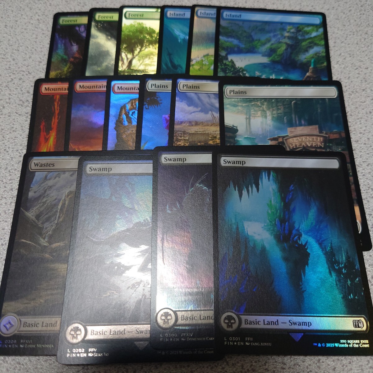 MTG FIN 基本土地 まとめ 英語foil各1枚 16種 16枚セット ファイナルファンタジー Final Fantasy 島 沼 山 森 平地 荒地 即決拍卖