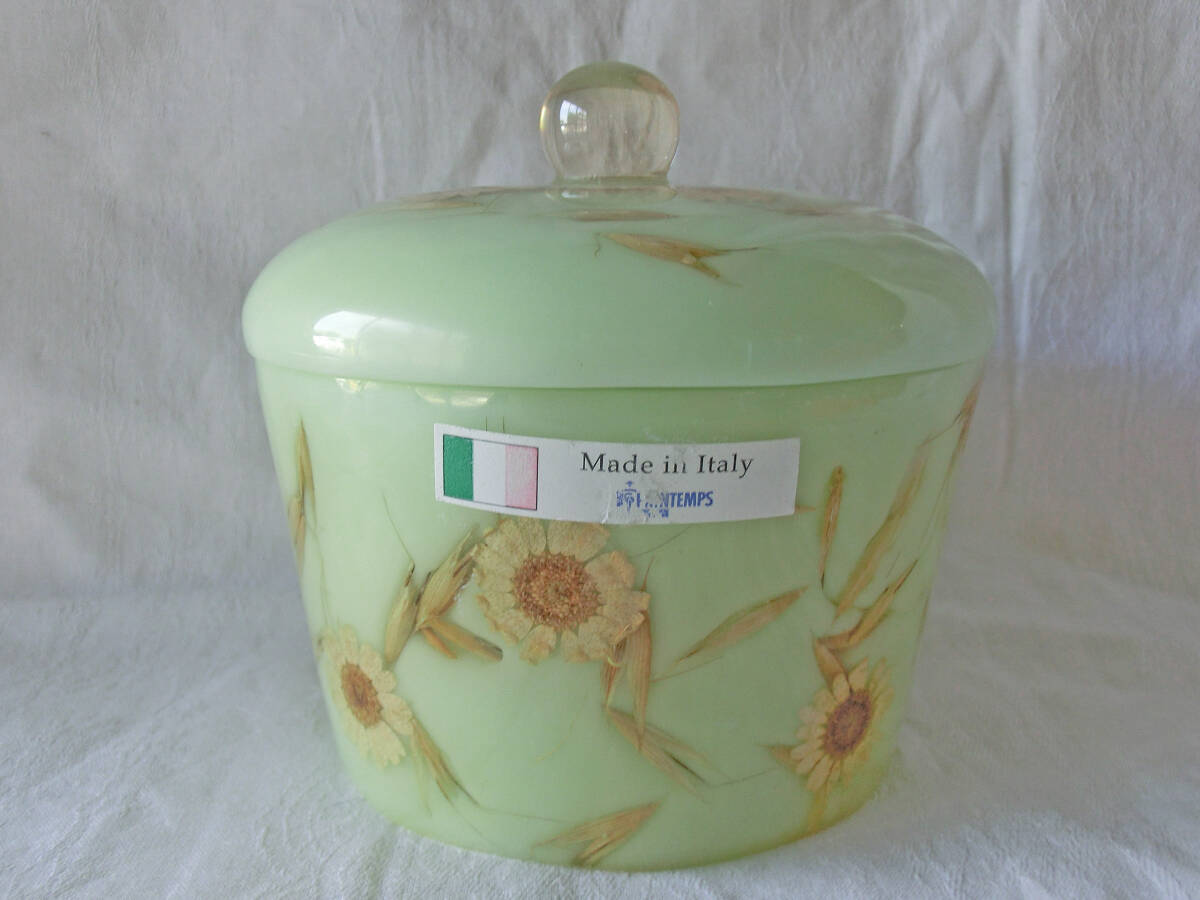 小物入れ コットンホルダー 容器 デイジー 押し花 イタリア製 樹脂製 拍卖
