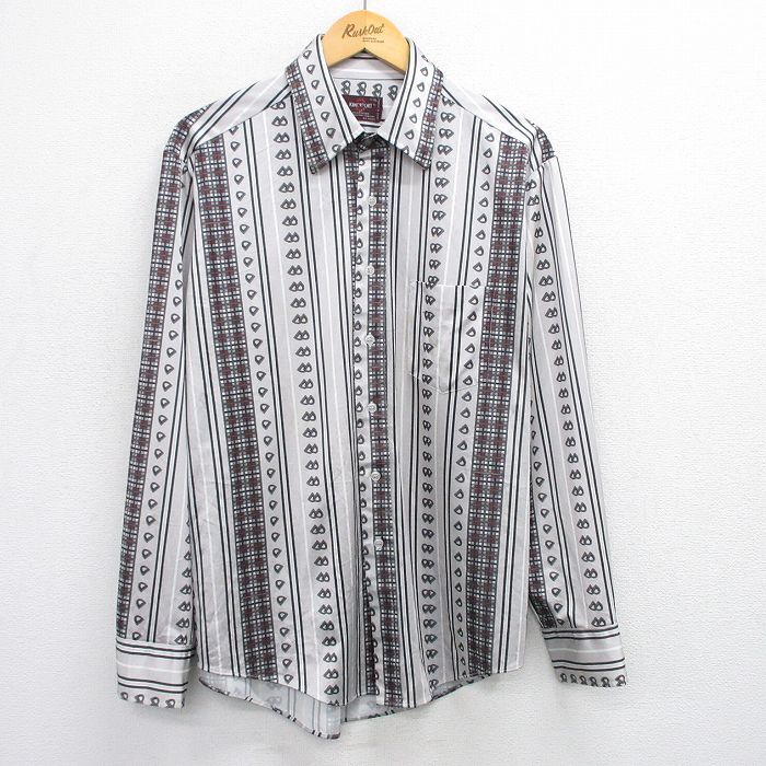 XL/古着 長袖 シャツ メンズ 70s グレー他 ストライプ 25jun28 中古 トップス拍卖