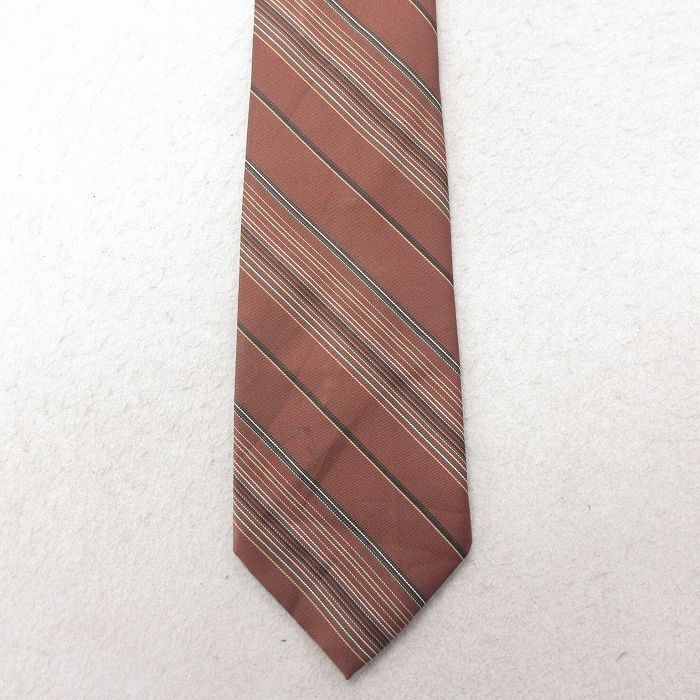 中古 ネクタイ 80s こげ茶 ブラウン ボーダー 25jul01拍卖