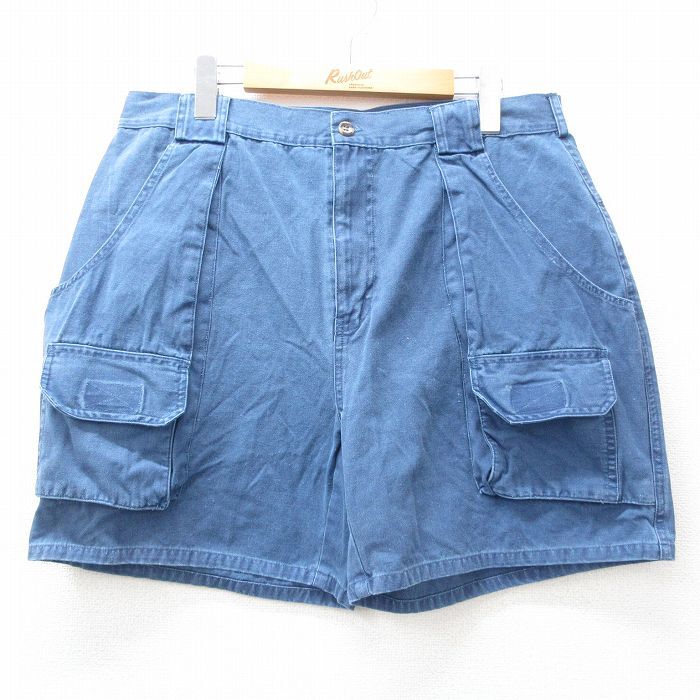 W33/古着 キャンパス ショート ブッシュ パンツ ショーツ メンズ コットン 紺 ネイビー 25jun30 中古 ボトムス 短パン ショーパン拍卖